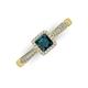 3 - Emily Classic 5.50 mm Princess Cut London Blue Topaz and Round Diamond Micro Pave Tapered Shank Halo Engagement Ring 