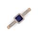 3 - Emily Classic 5.50 mm Princess Cut Blue Sapphire and Round Diamond Micro Pave Tapered Shank Halo Engagement Ring 