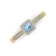 3 - Emily Classic 5.50 mm Princess Cut Aquamarine and Round Diamond Micro Pave Tapered Shank Halo Engagement Ring 