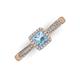 3 - Emily Classic 5.50 mm Princess Cut Aquamarine and Round Diamond Micro Pave Tapered Shank Halo Engagement Ring 
