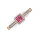 3 - Emily Classic 5.50 mm Princess Cut Pink Tourmaline and Round Diamond Micro Pave Tapered Shank Halo Engagement Ring 