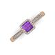 3 - Emily Classic 5.50 mm Princess Cut Amethyst and Round Diamond Micro Pave Tapered Shank Halo Engagement Ring 