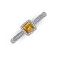 3 - Emily Classic 5.50 mm Princess Cut Citrine and Round Diamond Micro Pave Tapered Shank Halo Engagement Ring 