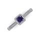3 - Emily Classic 5.50 mm Princess Cut Iolite and Round Diamond Micro Pave Tapered Shank Halo Engagement Ring 