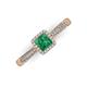 3 - Emily Classic 5.50 mm Princess Cut Emerald and Round Diamond Micro Pave Tapered Shank Halo Engagement Ring 