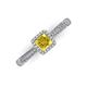 3 - Emily Classic 5.50 mm Princess Cut Lab Created Yellow Sapphire and Round Diamond Micro Pave Tapered Shank Halo Engagement Ring 