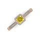 3 - Emily Classic 5.50 mm Princess Cut Lab Created Yellow Sapphire and Round Diamond Micro Pave Tapered Shank Halo Engagement Ring 