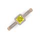 3 - Emily Classic 5.50 mm Princess Cut Yellow Diamond and Round White Diamond Micro Pave Tapered Shank Halo Engagement Ring 