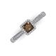 3 - Emily Classic 5.50 mm Princess Cut Smoky Quartz and Round Diamond Micro Pave Tapered Shank Halo Engagement Ring 