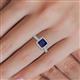 5 - Emily Classic 5.50 mm Princess Cut Blue Sapphire and Round Diamond Micro Pave Tapered Shank Halo Engagement Ring 