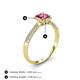 4 - Emily Classic 5.50 mm Princess Cut Pink Tourmaline and Round Diamond Micro Pave Tapered Shank Halo Engagement Ring 