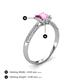 4 - Emily Classic 5.50 mm Princess Cut Lab Created Pink Sapphire and Round Diamond Micro Pave Tapered Shank Halo Engagement Ring 