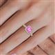 5 - Emily Classic 5.50 mm Princess Cut Lab Created Pink Sapphire and Round Diamond Micro Pave Tapered Shank Halo Engagement Ring 