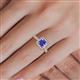 5 - Emily Classic 5.50 mm Princess Cut Tanzanite and Round Diamond Micro Pave Tapered Shank Halo Engagement Ring 