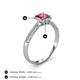 4 - Emily Classic 5.50 mm Princess Cut Pink Tourmaline and Round Diamond Micro Pave Tapered Shank Halo Engagement Ring 