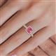 5 - Emily Classic 5.50 mm Princess Cut Pink Tourmaline and Round Diamond Micro Pave Tapered Shank Halo Engagement Ring 