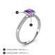 4 - Emily Classic 5.50 mm Princess Cut Amethyst and Round Diamond Micro Pave Tapered Shank Halo Engagement Ring 