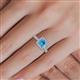 5 - Emily Classic 5.50 mm Princess Cut Blue Topaz and Round Diamond Micro Pave Tapered Shank Halo Engagement Ring 