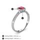 4 - Emily Classic 5.50 mm Princess Cut Rhodolite Garnet and Round Diamond Micro Pave Tapered Shank Halo Engagement Ring 