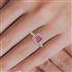 5 - Emily Classic 5.50 mm Princess Cut Rhodolite Garnet and Round Diamond Micro Pave Tapered Shank Halo Engagement Ring 