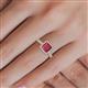 5 - Emily Classic 5.50 mm Princess Cut Ruby and Round Diamond Micro Pave Tapered Shank Halo Engagement Ring 