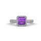 1 - Emily Classic 6.50 mm Princess Cut Amethyst and Round Diamond Micro Pave Tapered Shank Halo Engagement Ring 