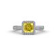 1 - Emily Classic 6.50 mm Princess Cut Chatham Created Yellow Sapphire and Round Natural Diamond Micro Pave Tapered Shank Halo Engagement Ring 