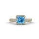 1 - Emily Classic 6.50 mm Princess Cut Blue Topaz and Round Diamond Micro Pave Tapered Shank Halo Engagement Ring 