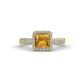 1 - Emily Classic 6.50 mm Princess Cut Citrine and Round Diamond Micro Pave Tapered Shank Halo Engagement Ring 