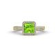 1 - Emily Classic 6.50 mm Princess Cut Peridot and Round Diamond Micro Pave Tapered Shank Halo Engagement Ring 