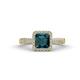 1 - Emily Classic 6.50 mm Princess Cut London Blue Topaz and Round Diamond Micro Pave Tapered Shank Halo Engagement Ring 