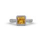 1 - Emily Classic 6.50 mm Princess Cut Citrine and Round Diamond Micro Pave Tapered Shank Halo Engagement Ring 