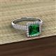 2 - Emily Classic 6.50 mm Princess Cut Chatham Created Emerald and Round Diamond Micro Pave Tapered Shank Halo Engagement Ring 