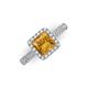 3 - Emily Classic 6.50 mm Princess Cut Citrine and Round Diamond Micro Pave Tapered Shank Halo Engagement Ring 