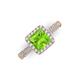 3 - Emily Classic 6.50 mm Princess Cut Peridot and Round Diamond Micro Pave Tapered Shank Halo Engagement Ring 