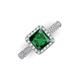 3 - Emily Classic 6.50 mm Princess Cut Chatham Created Emerald and Round Diamond Micro Pave Tapered Shank Halo Engagement Ring 