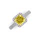 3 - Emily Classic 6.50 mm Princess Cut Chatham Created Yellow Sapphire and Round Natural Diamond Micro Pave Tapered Shank Halo Engagement Ring 