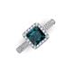 3 - Emily Classic 6.50 mm Princess Cut London Blue Topaz and Round Diamond Micro Pave Tapered Shank Halo Engagement Ring 