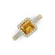 3 - Emily Classic 6.50 mm Princess Cut Citrine and Round Diamond Micro Pave Tapered Shank Halo Engagement Ring 
