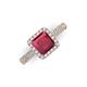 3 - Emily Classic 6.50 mm Princess Cut Chatham Created Ruby and Round Natural Diamond Micro Pave Tapered Shank Halo Engagement Ring 