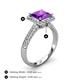 4 - Emily Classic 6.50 mm Princess Cut Amethyst and Round Diamond Micro Pave Tapered Shank Halo Engagement Ring 