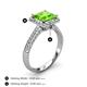 4 - Emily Classic 6.50 mm Princess Cut Peridot and Round Diamond Micro Pave Tapered Shank Halo Engagement Ring 