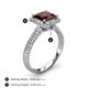 4 - Emily Classic 6.50 mm Princess Cut Red Garnet and Round Diamond Micro Pave Tapered Shank Halo Engagement Ring 