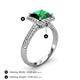 4 - Emily Classic 6.50 mm Princess Cut Chatham Created Emerald and Round Diamond Micro Pave Tapered Shank Halo Engagement Ring 