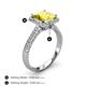 4 - Emily Classic 6.50 mm Princess Cut Chatham Created Yellow Sapphire and Round Natural Diamond Micro Pave Tapered Shank Halo Engagement Ring 