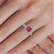 5 - Emily Classic 6.50 mm Princess Cut Chatham Created Ruby and Round Natural Diamond Micro Pave Tapered Shank Halo Engagement Ring 