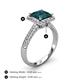 4 - Emily Classic 6.50 mm Princess Cut London Blue Topaz and Round Diamond Micro Pave Tapered Shank Halo Engagement Ring 