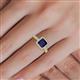 5 - Emily Classic 6.50 mm Princess Cut Chatham Created Blue Sapphire and Round Natural Diamond Micro Pave Tapered Shank Halo Engagement Ring 