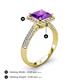 4 - Emily Classic 6.50 mm Princess Cut Amethyst and Round Diamond Micro Pave Tapered Shank Halo Engagement Ring 