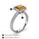 4 - Emily Classic 6.50 mm Princess Cut Citrine and Round Diamond Micro Pave Tapered Shank Halo Engagement Ring 